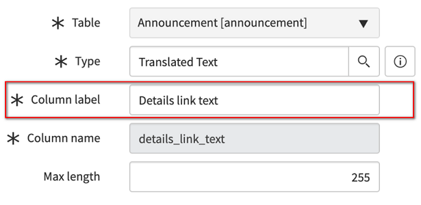 ServiceNow_Column Label