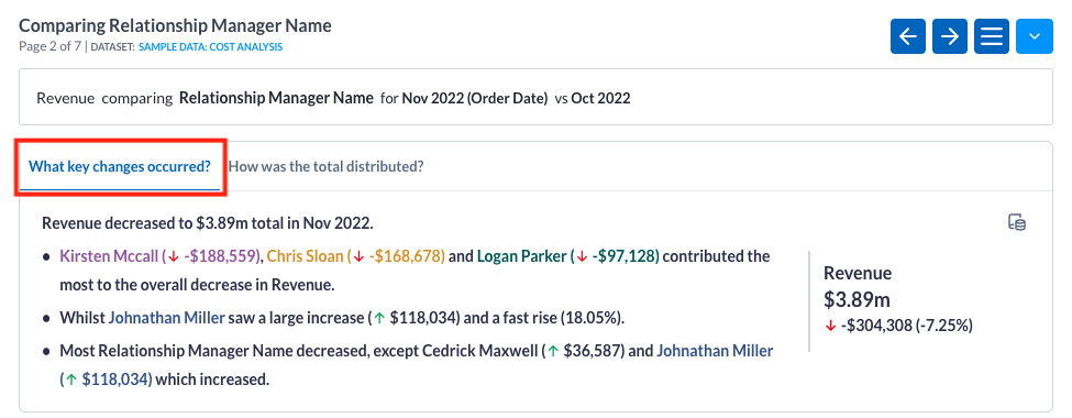 Changes occurred tab