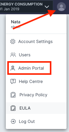 Admin Portal link in menu