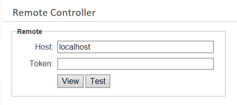 Screenshot of the Controller Remote screen which shows the Host and Token fields