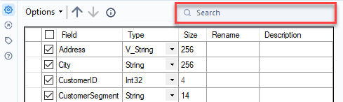 Image showing the tool Configuration window with the Search box highlighted.