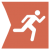 Orange polygon containing a stick figure running.