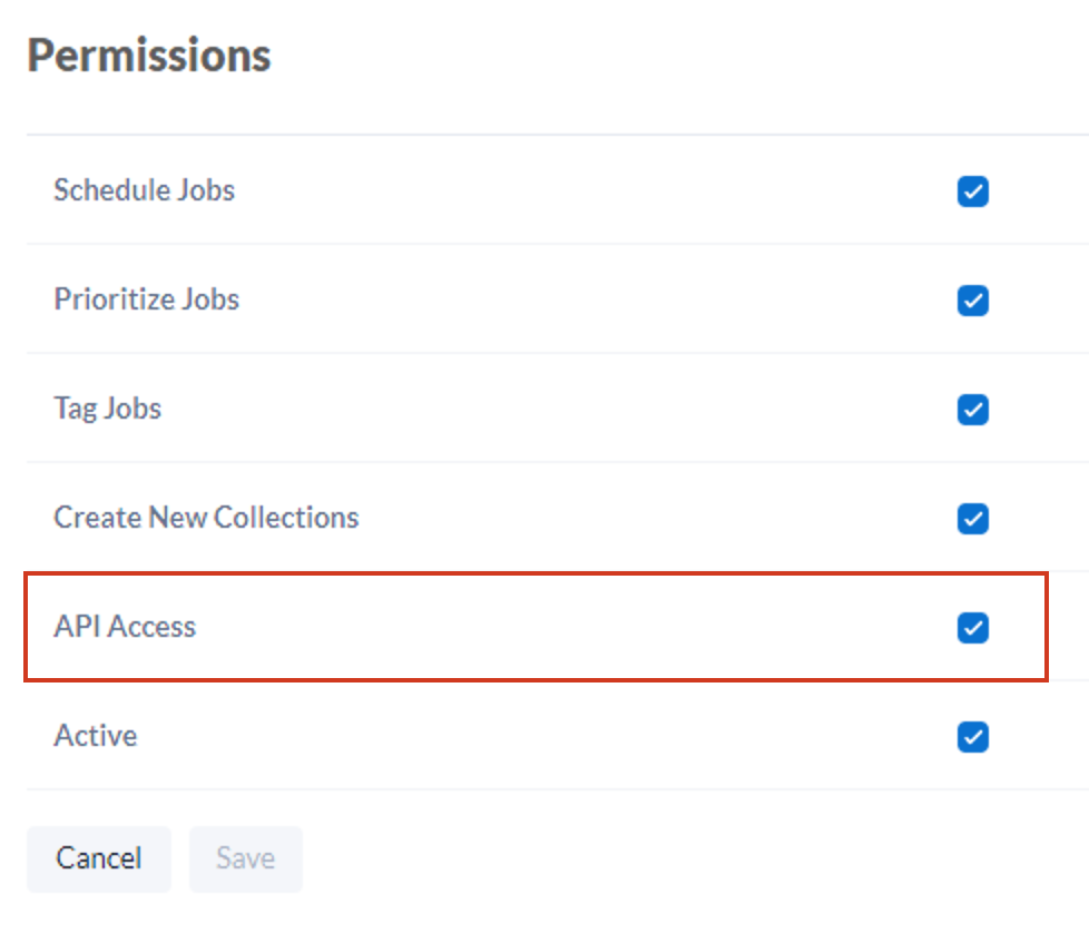 API Access setting