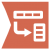 Orange polygon containing a white box of orange rows placed in a horizontal row followed by an arrow pointing to a box with vertically stacked rows.