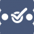 Blue icon with a checkmark selecting one of three options.