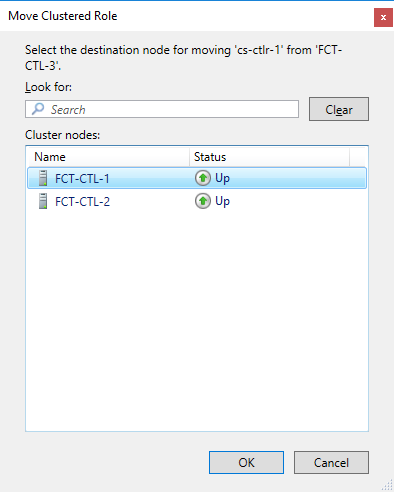 Select one of the available Cluster Nodes.