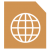 Orange polygon containing globe.