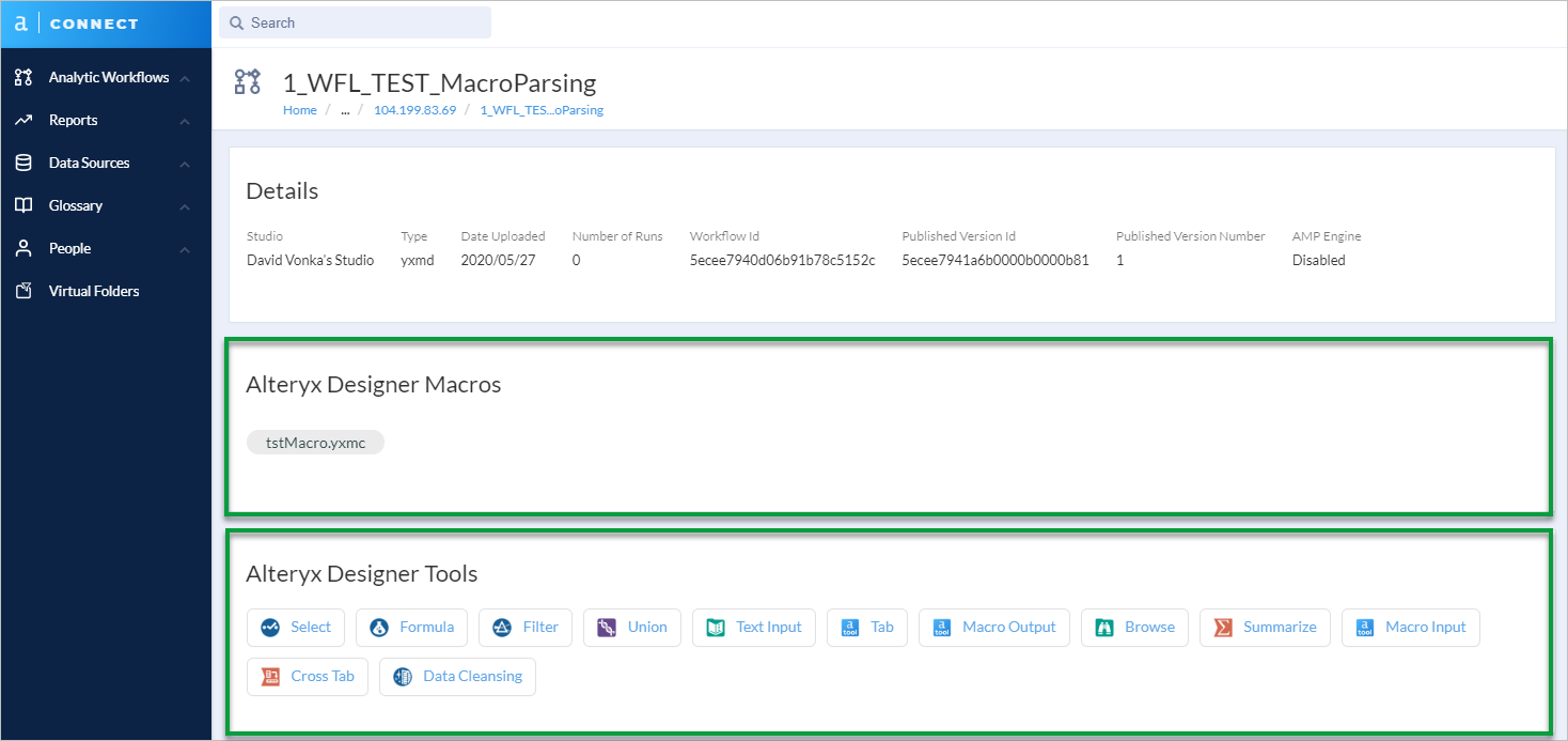Screenshot of Connect showing the Alteryx Designer Tools and Macro section.