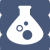 Blue icon with beaker full of bubbles.