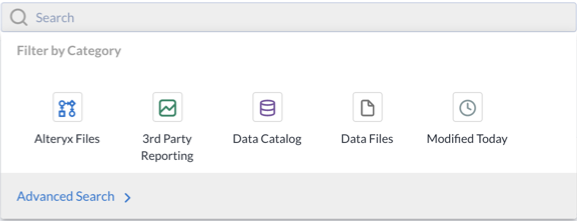 Screenshot showing search quick filters